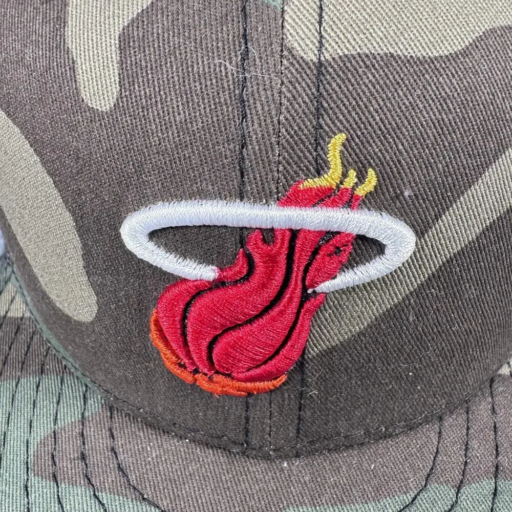 Miami Heat Hat Cap Fitted Mens‎ 6 3/4 Green Camo NBA Basketball 59FIFTY New Era